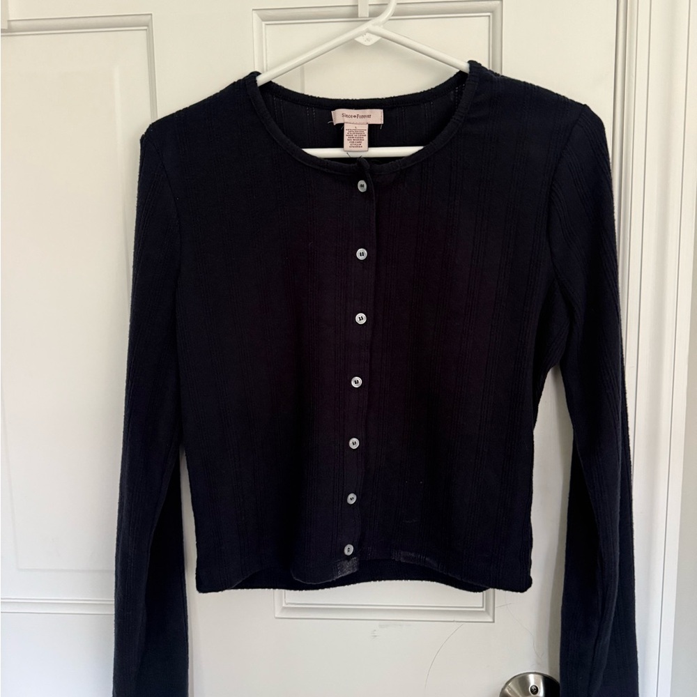 Navy Button-Up Cardigan